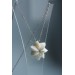 Decorative Seed pod necklace, white geometric pendant
