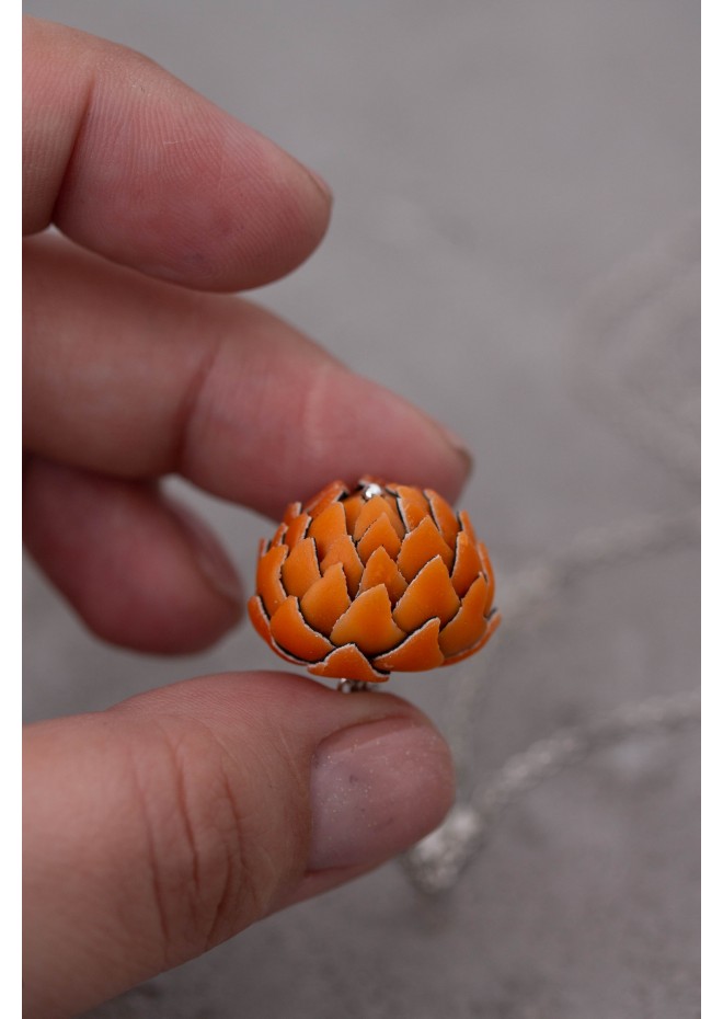 Orange Artichoke Necklace