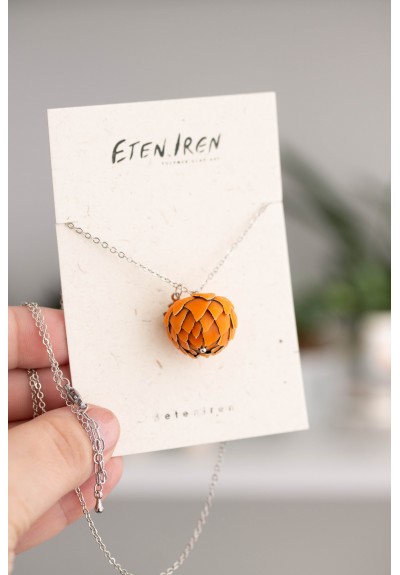 Orange Artichoke Necklace