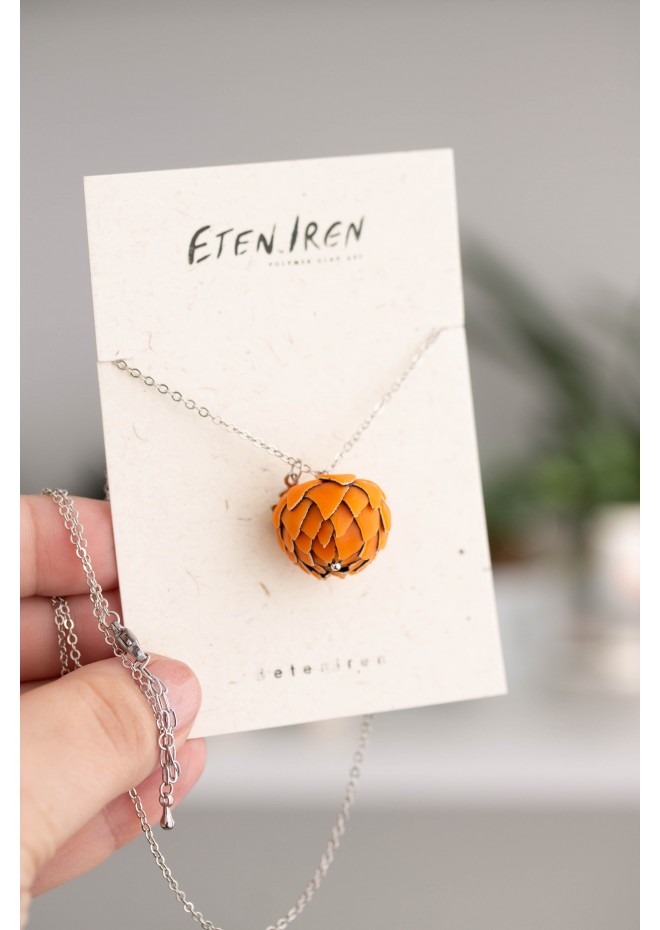 Orange Artichoke Necklace