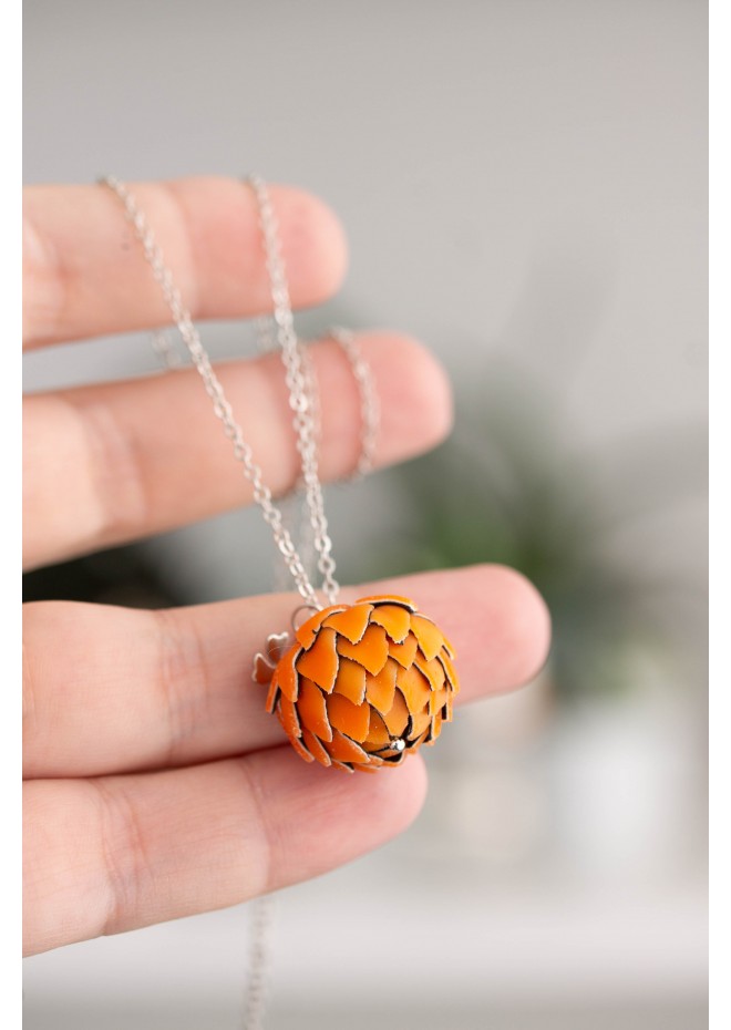 Orange Artichoke Necklace