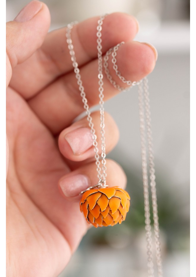 Orange Artichoke Necklace