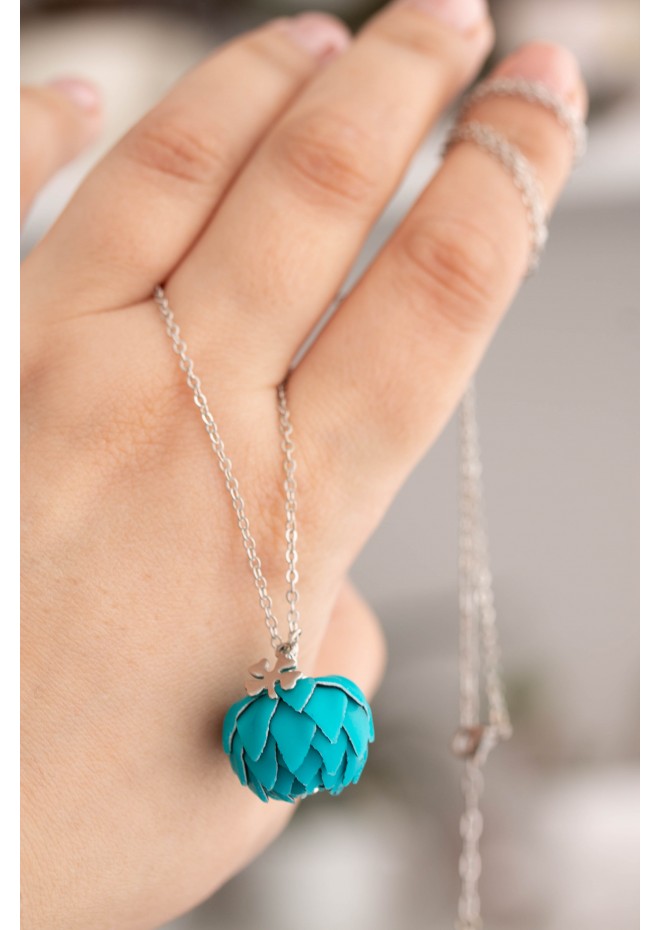 Teal Artichoke Necklace