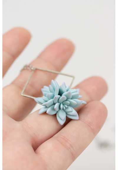 Blue Succulent Necklace