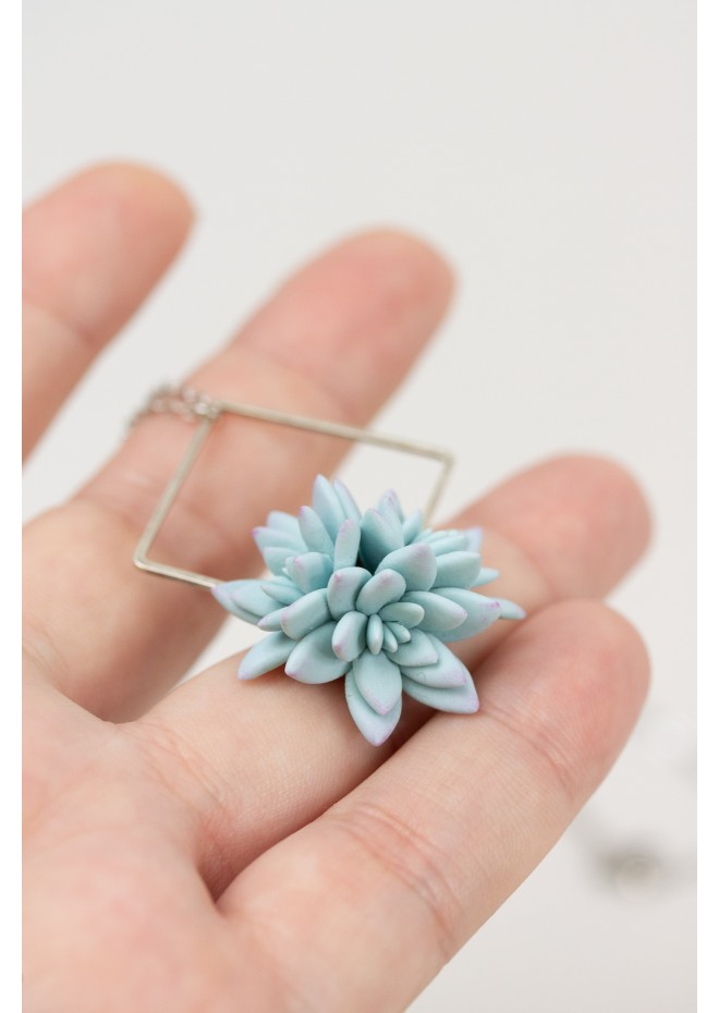 Blue Succulent Necklace