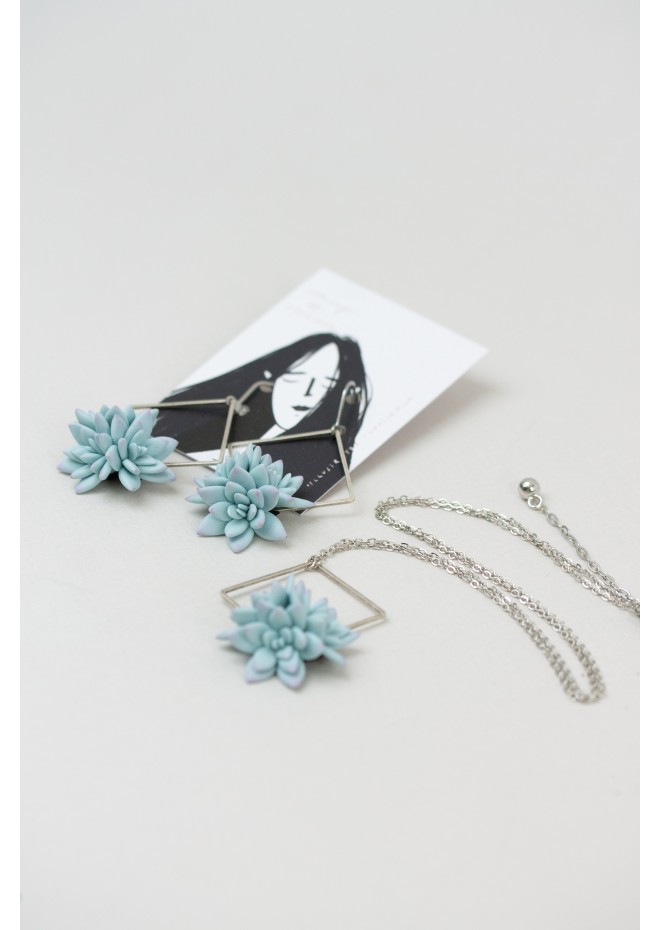 Blue Succulent Necklace