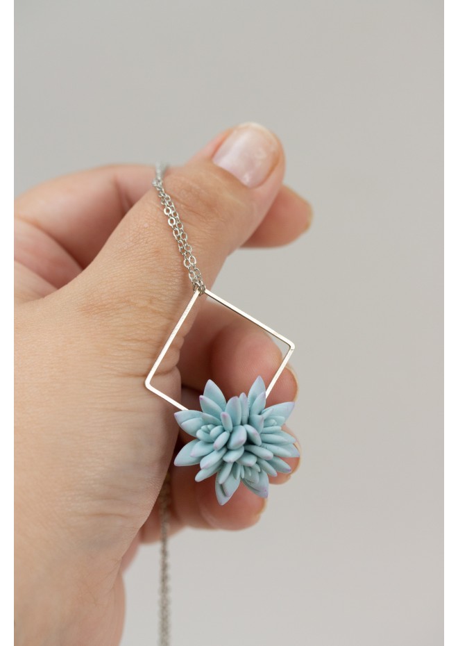 Blue Succulent Necklace