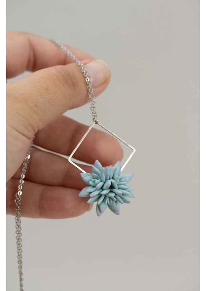 Blue Succulent Necklace