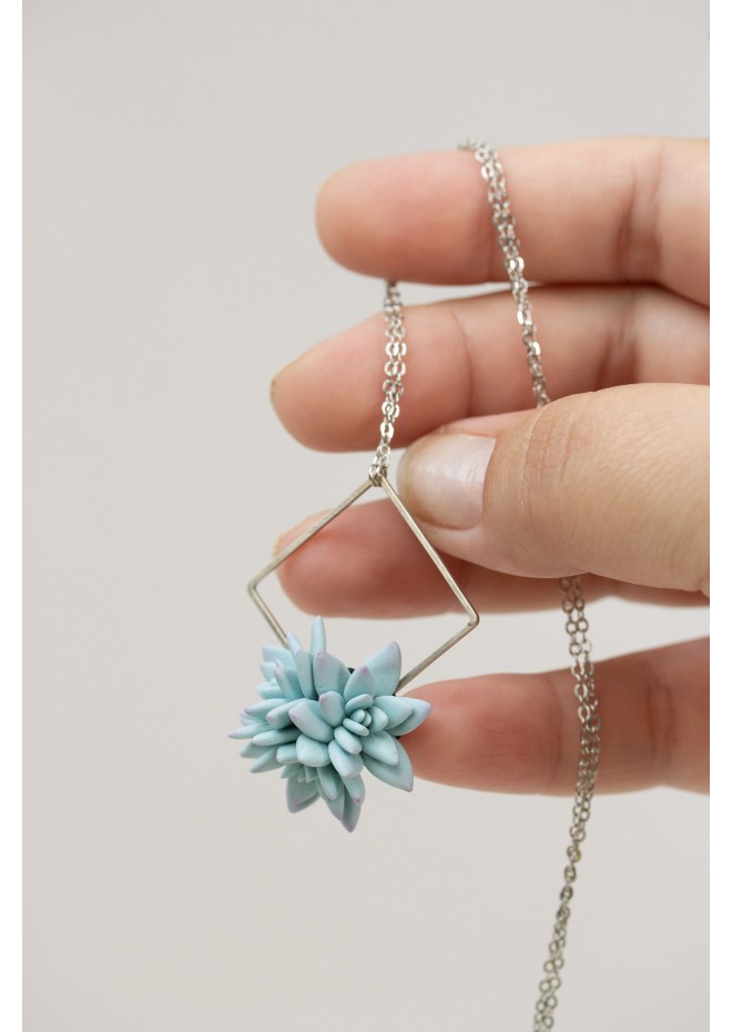 Blue Succulent Necklace