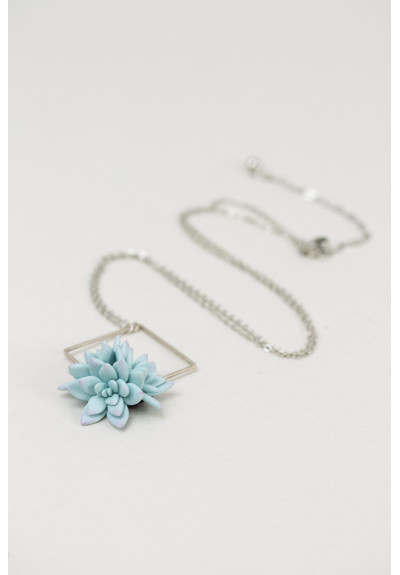 Blue Succulent Necklace