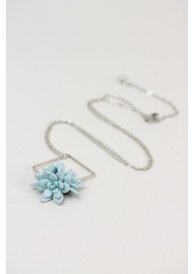 Blue Succulent Necklace