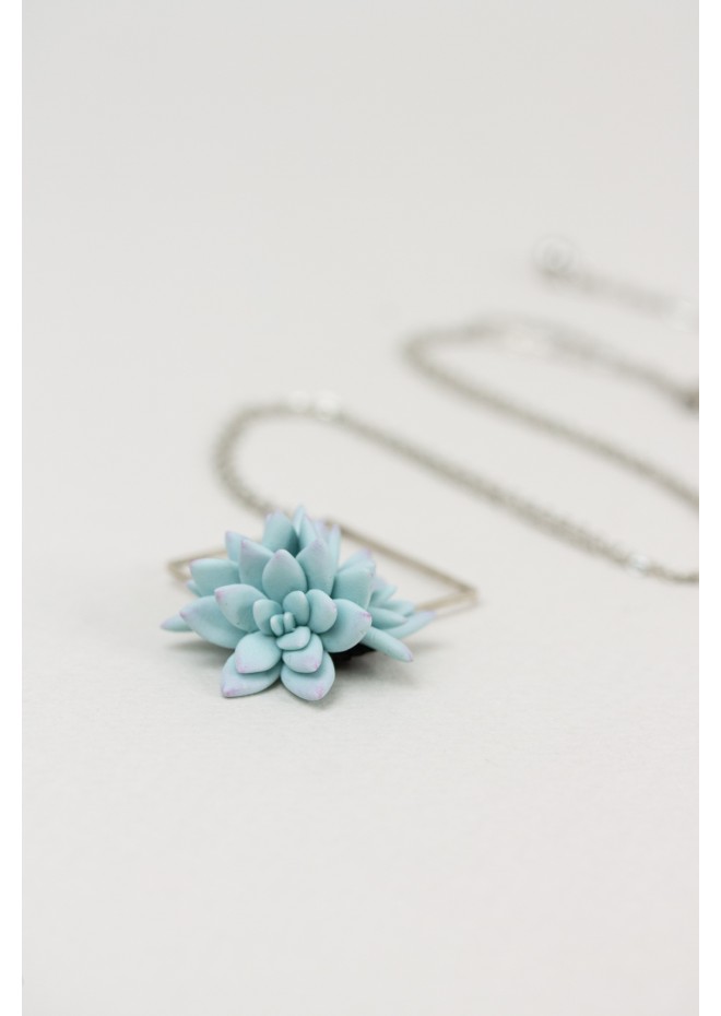 Blue Succulent Necklace