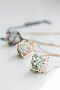 Green, Blue, and Green Succulent Terrarium Necklace