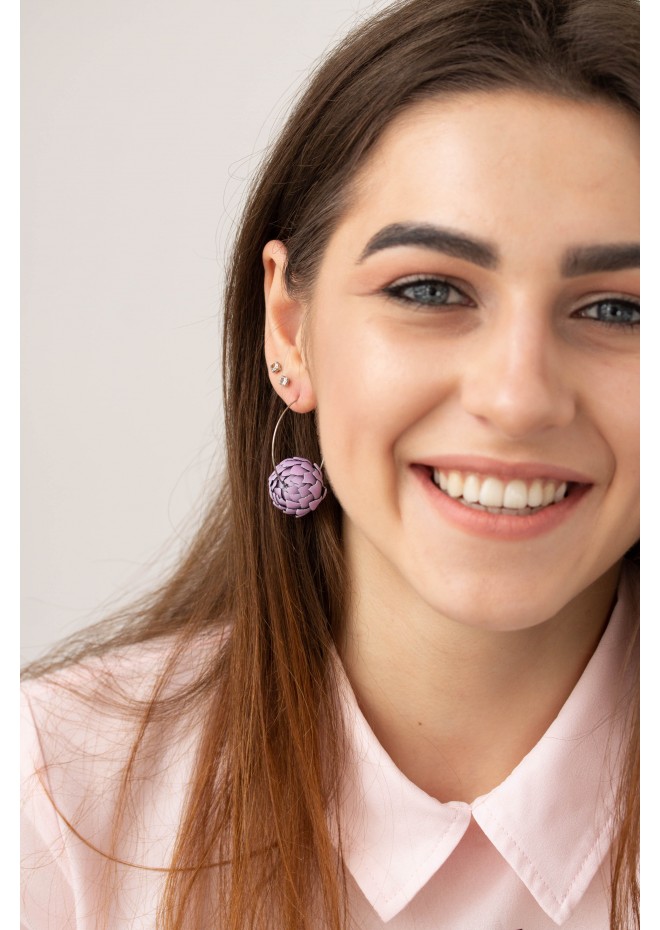 Purple Artichoke Hoop Earrings