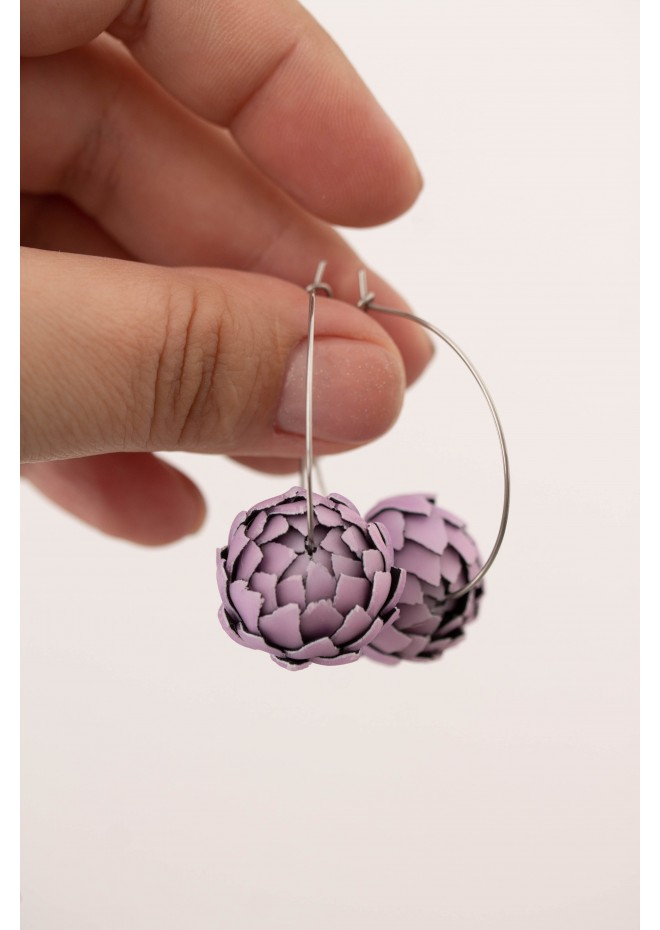 Purple Artichoke Hoop Earrings