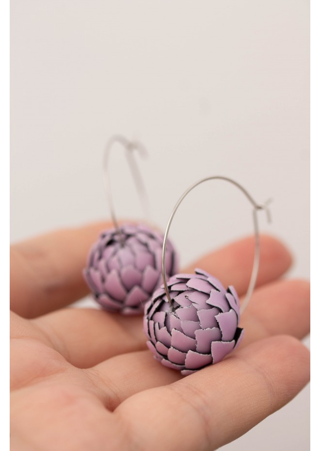 Purple Artichoke Hoop Earrings