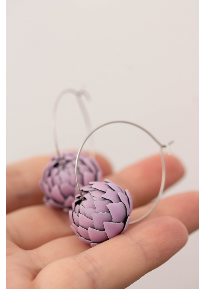 Purple Artichoke Hoop Earrings