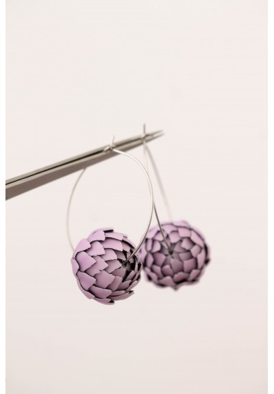 Purple Artichoke Hoop Earrings