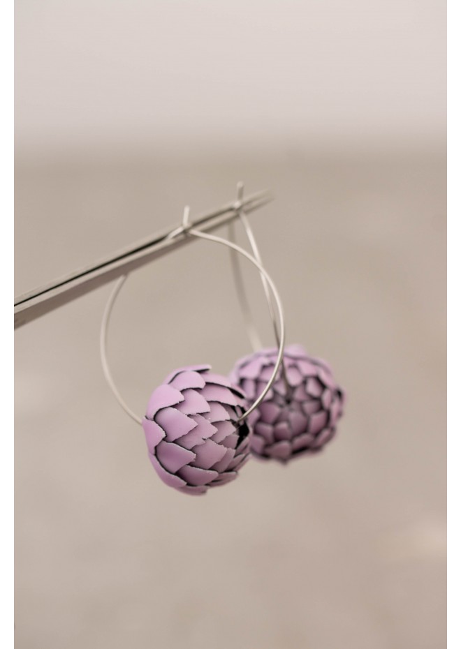 Purple Artichoke Hoop Earrings