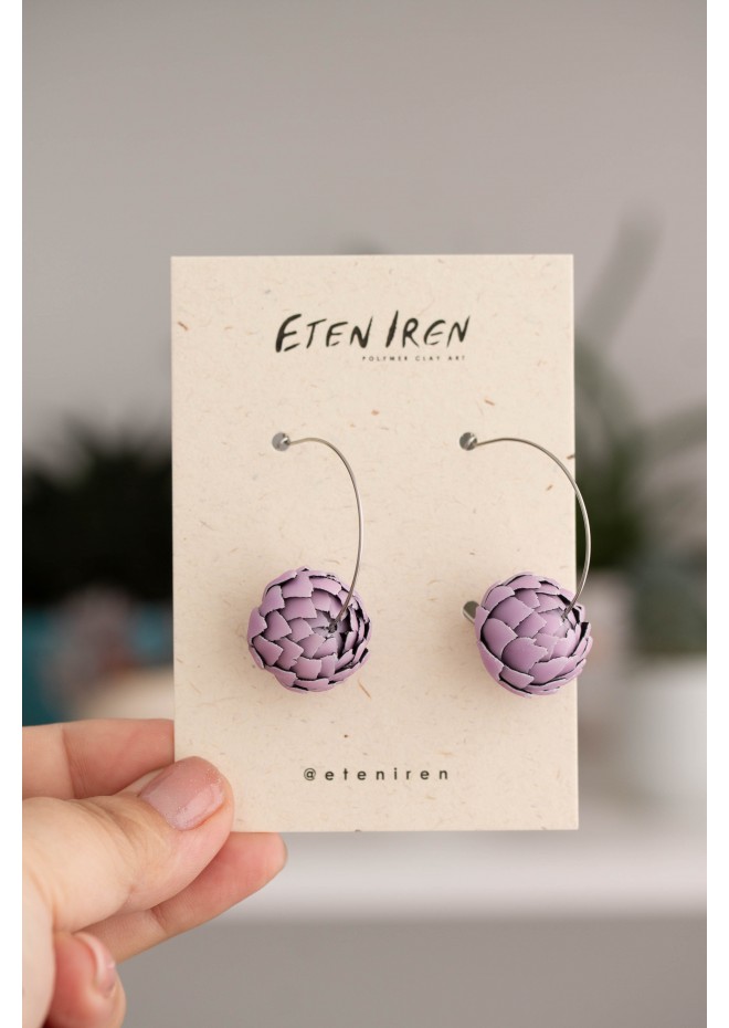 Purple Artichoke Hoop Earrings