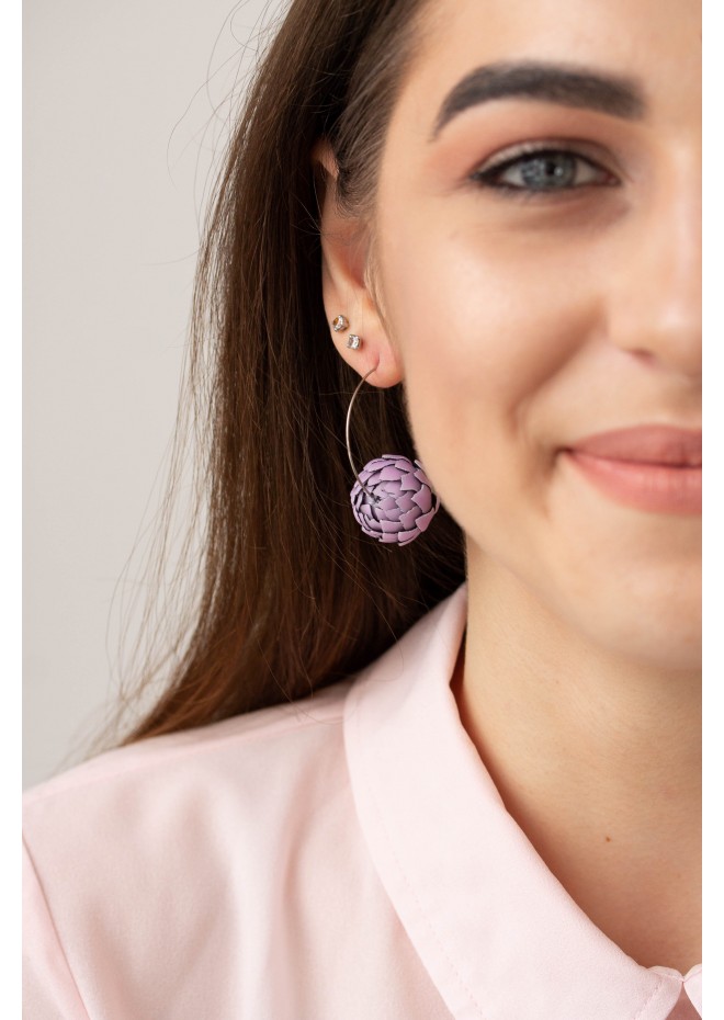 Purple Artichoke Hoop Earrings