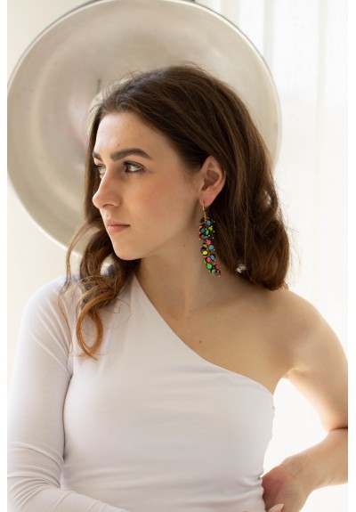 Neon Multicolor Statement Earrings, 