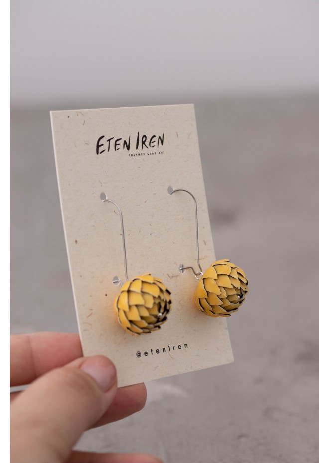 Yellow Artichoke Drop Earrings