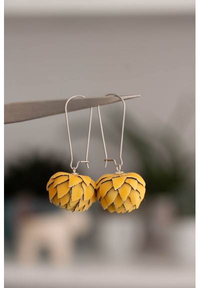 Yellow Artichoke Drop Earrings