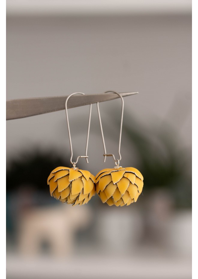 Yellow Artichoke Drop Earrings