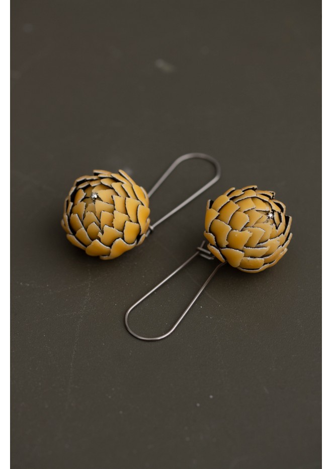 Yellow Artichoke Drop Earrings