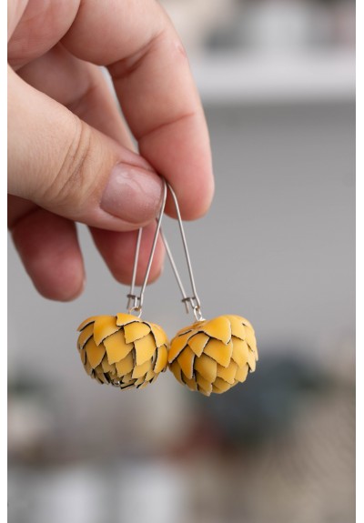 Yellow Artichoke Drop Earrings