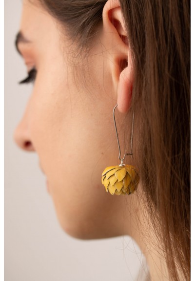 Yellow Artichoke Drop Earrings