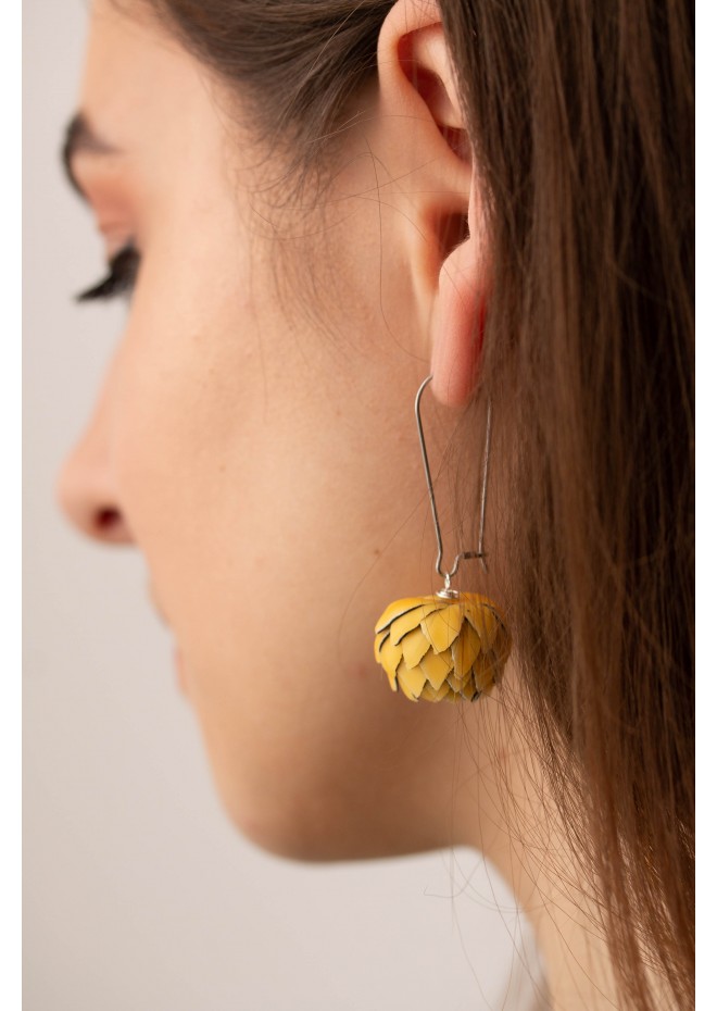 Yellow Artichoke Drop Earrings