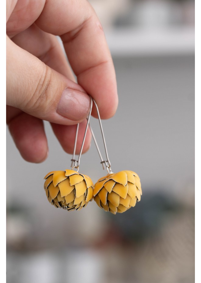 Yellow Artichoke Drop Earrings