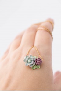 Blue and Purple Succulent Pendant