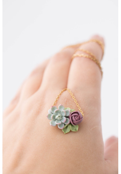 Gray green succulent necklace