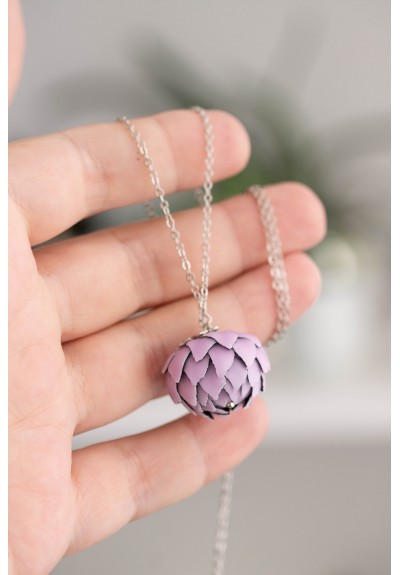 Purple Artichoke Pendant Charm Necklace