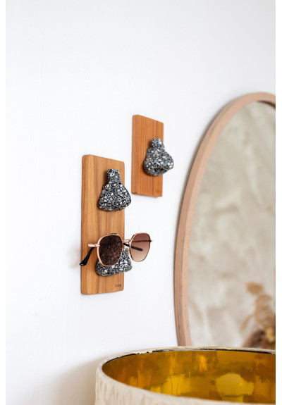 Black & White Glasses Stand, Polymer Clay Nose-Shaped for Glasses or Sunglasses Stand for 1-3 Pairs - Wall Mounted Eyewear Organizer and Decor Piece