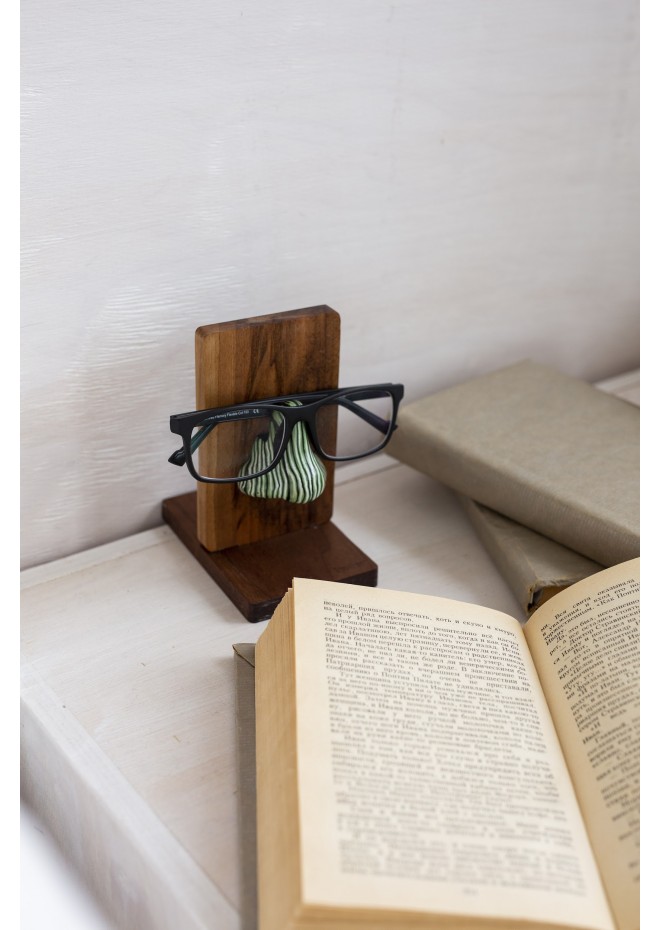 Striped Green Nose Stand for Glasses and Sunglasses (Wall-mounted or Desk-mounted)