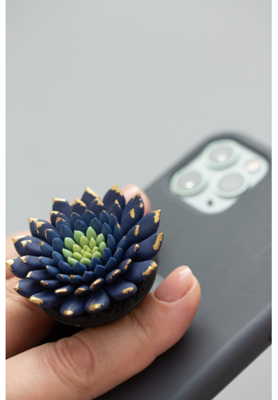 Darck Blue Succulent Phone Grip Holder/Beautiful Mobile Grip