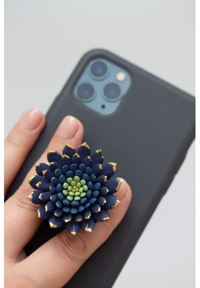 Darck Blue Succulent Phone Grip Holder/Beautiful Mobile Grip
