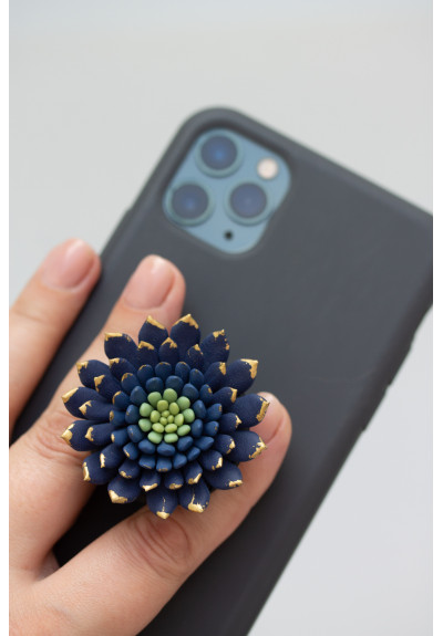 Darck Blue Succulent Phone Grip Holder Beautiful Mobile Grip