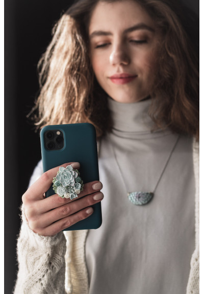 Blue Succulent Phone Grip Holder Beautiful Mobile Grip
