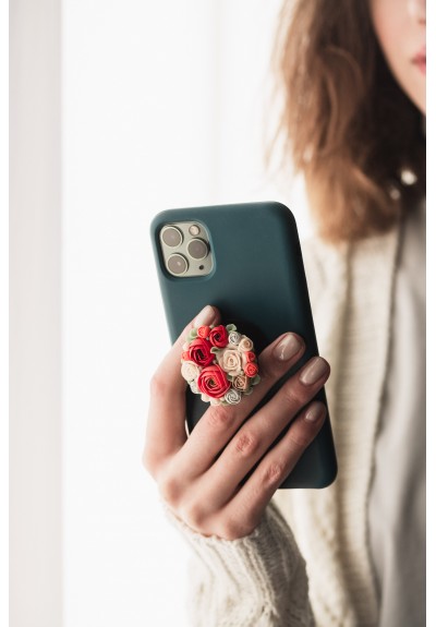 Red flowers bouquet Phone Grip Holder/Beautiful Mobile Grip