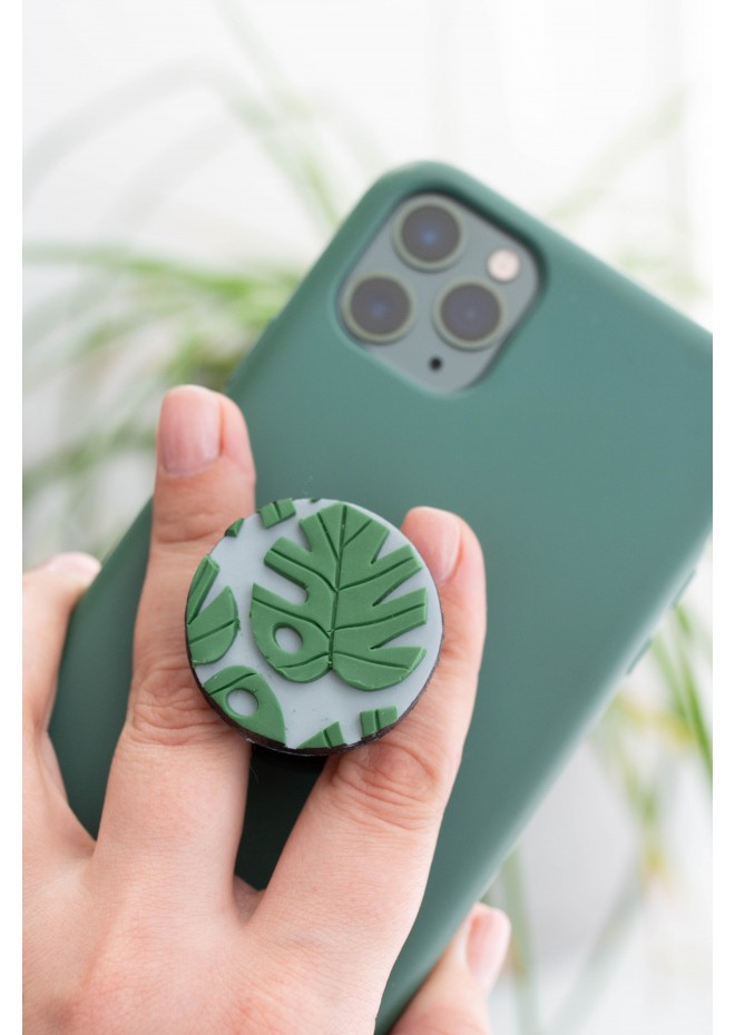 Green Monstera Phone Grip