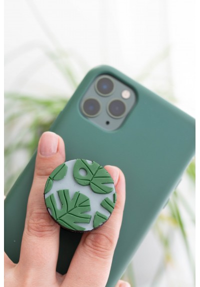 Green Monstera Phone Grip