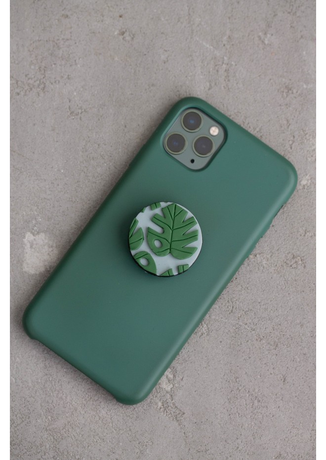 Green Monstera Phone Grip