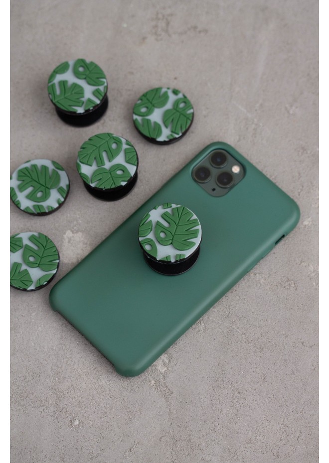 Green Monstera Phone Grip