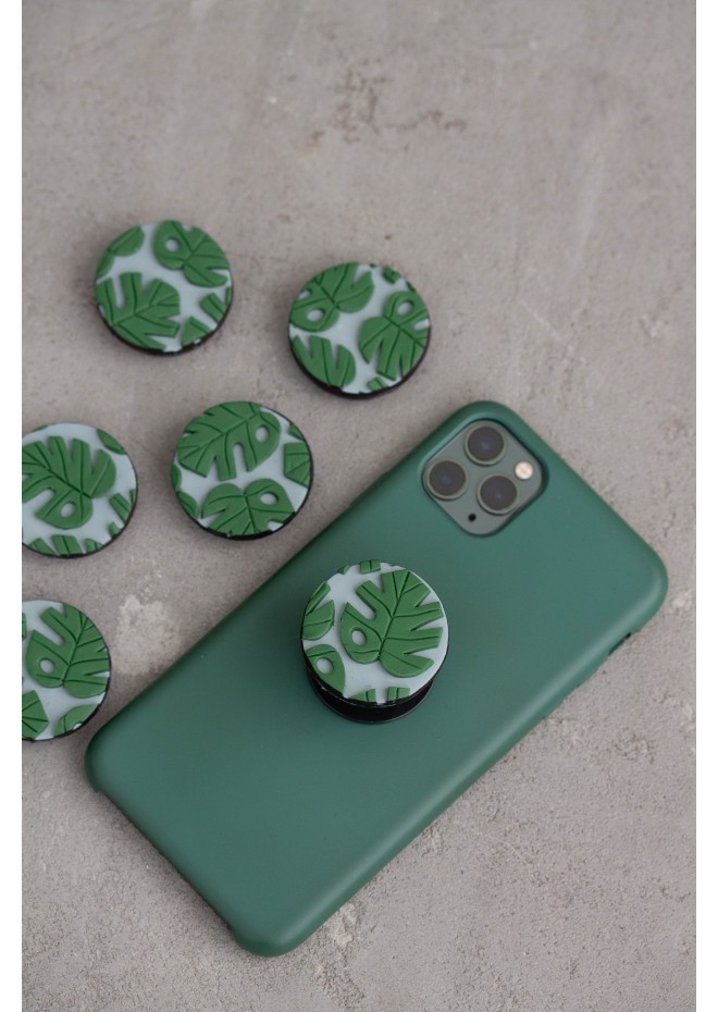 Green Monstera Phone Grip