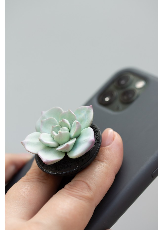 Succulent phone grip, echeveria accessory phone holder, cellphone cover accessory, phone grip, polymer clay phone grip, succulent